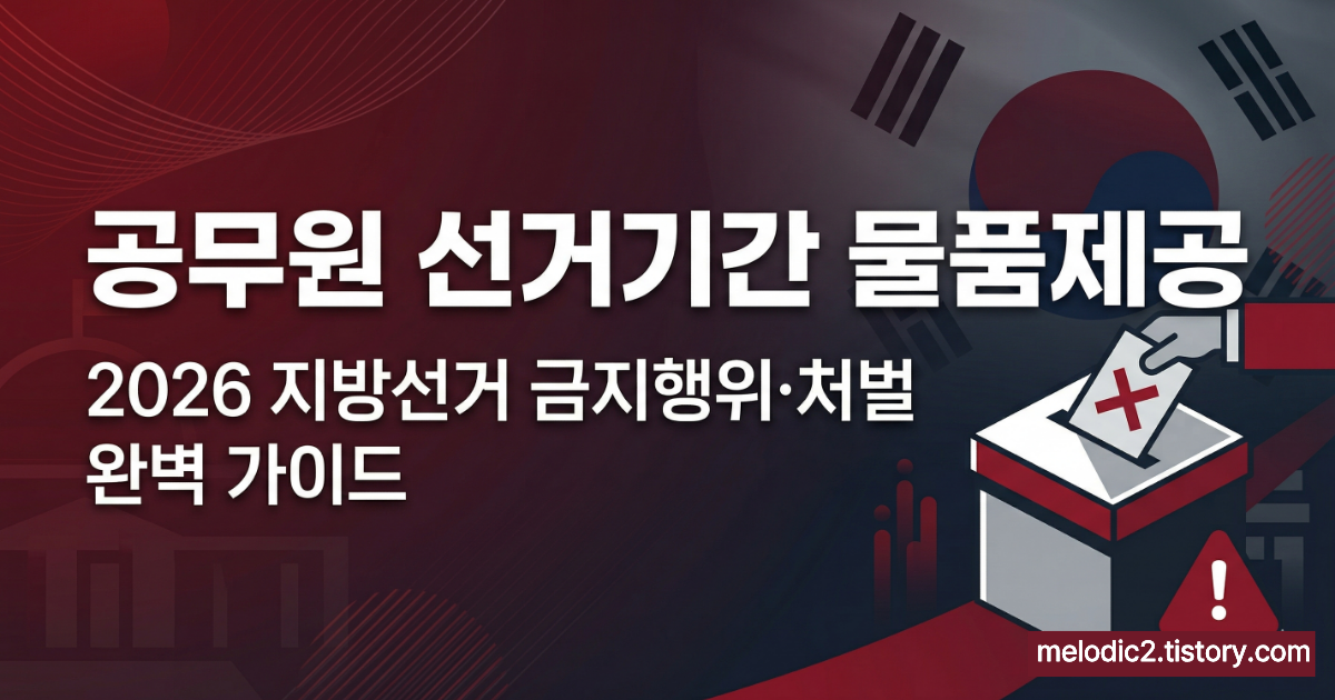 공무원 선거기간 후보자 물품제공 처벌 2026 지방선거 금지행위 완벽 가이드