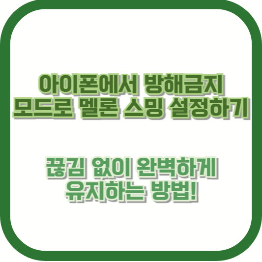 아이폰에서 방해금지 모드로 멜론 스밍 설정하기: 끊김 없이 완벽하게 유지하는 방법!