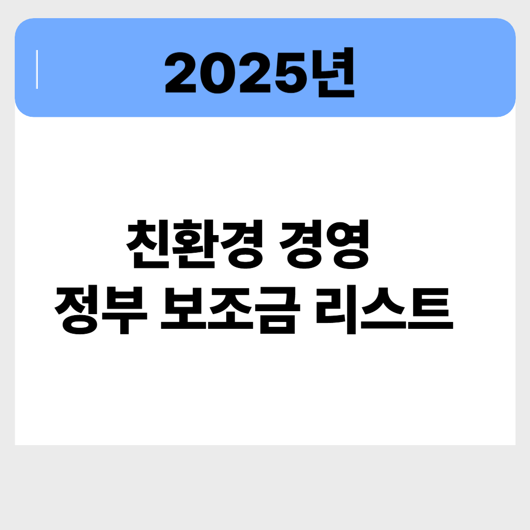 친환경 경영, 지금 시작하면 받는 2025 정부 보조금 리스트 관련 이미지