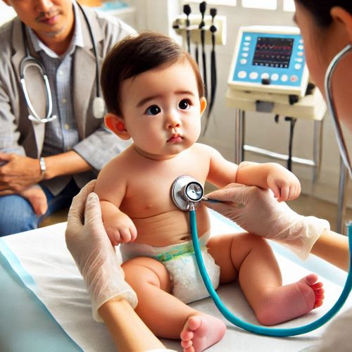 영유아가 건강검진을 받고 있다.