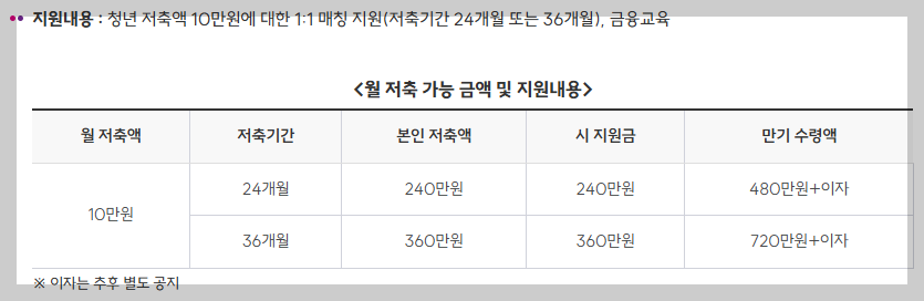 지원 내용 및 금액