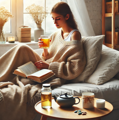 피로 회복에 집중하는 모습