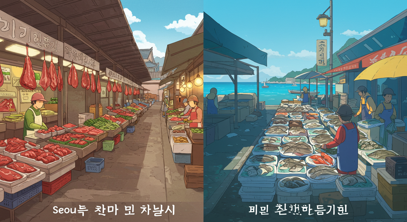 서울과 부산 시장의 차이 한눈에 보기