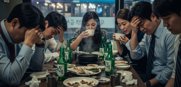 숙취에 힘든 직장인