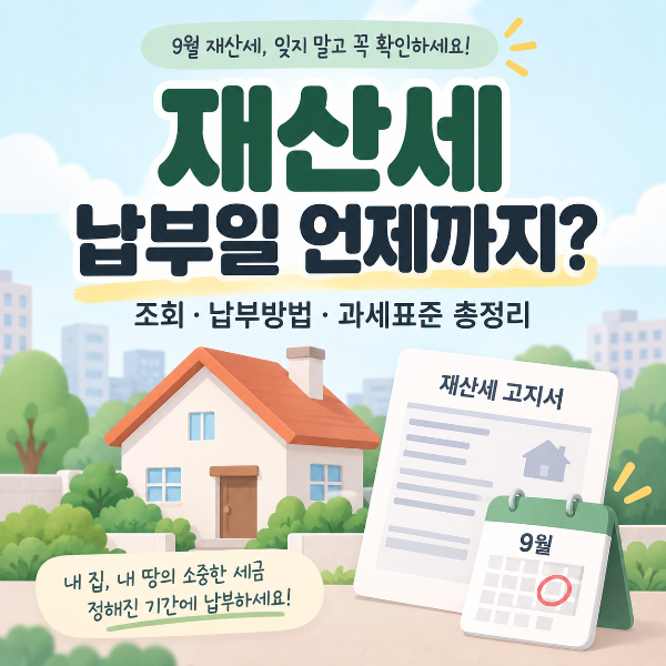 재산세 납부일과 조회 납부방법 과세표준을 안내하는 이미지