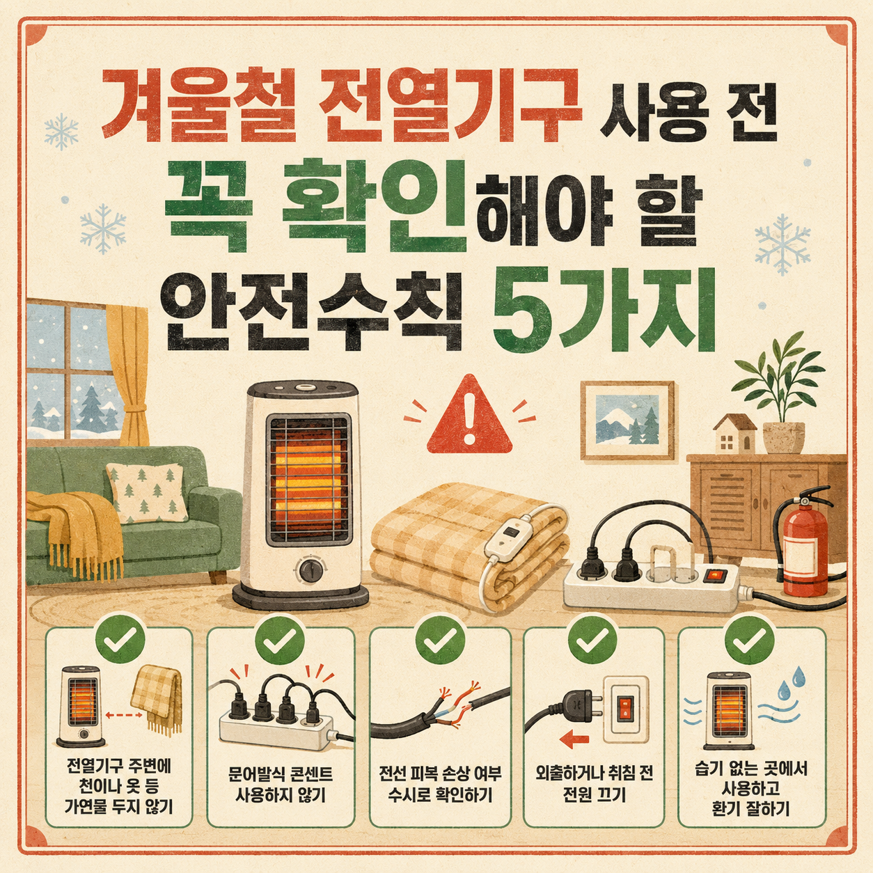 겨울철 전열기구 사용할 때 꼭 확인해야 할 안전수칙 5가지
