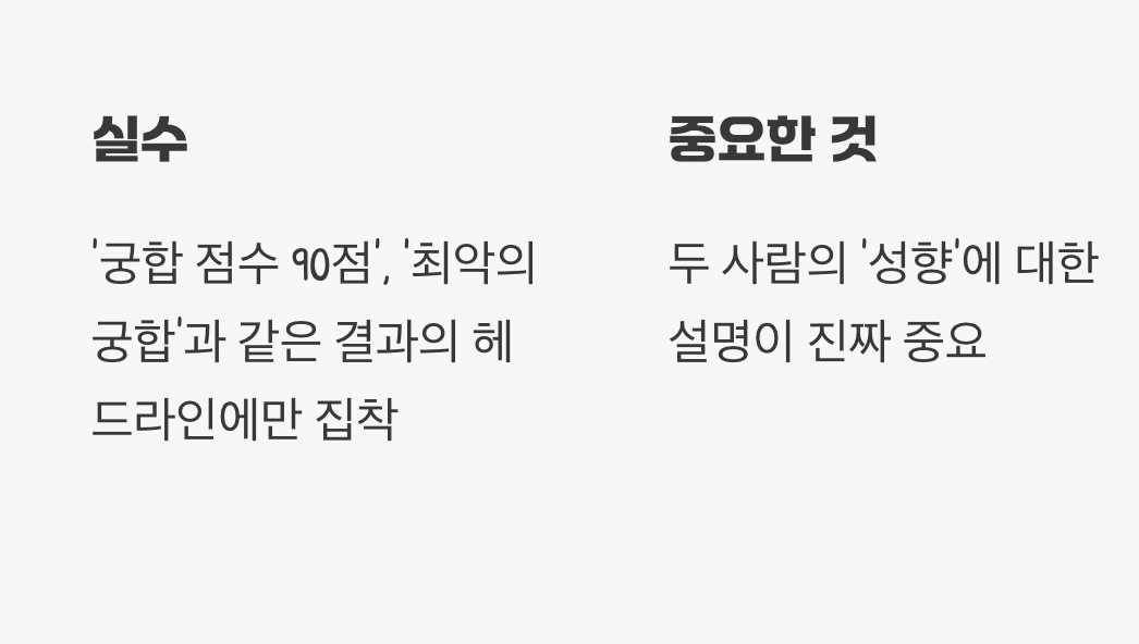 '점수'에 속지 말고, '성향'을 보세요
