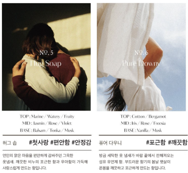 다양한 헤트라스 섬유향수의 향 종류