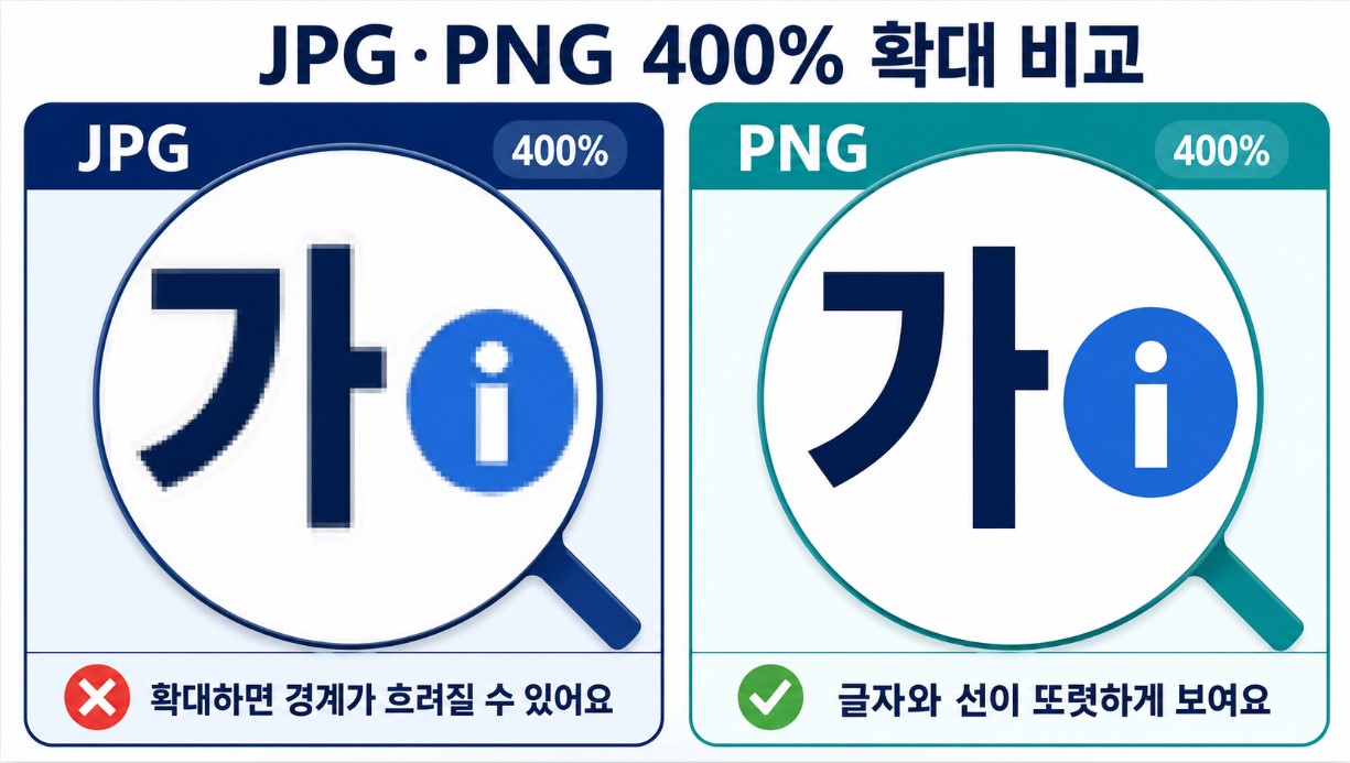 JPG,PNG 확대비교 예시