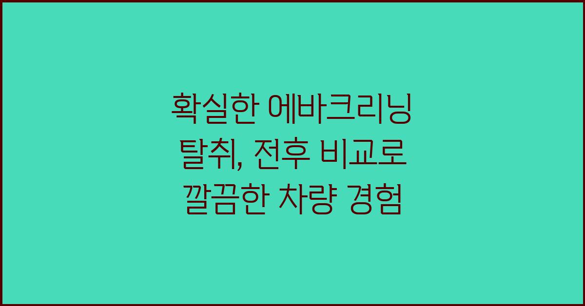 확실한 에바크리닝 탈취, 전후 비교