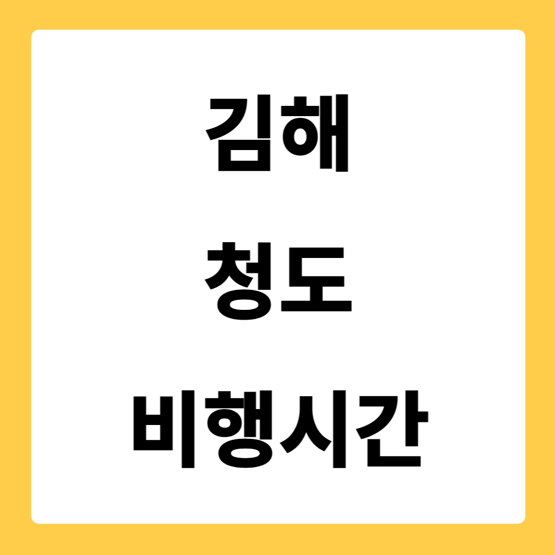 김해 청도 비행시간