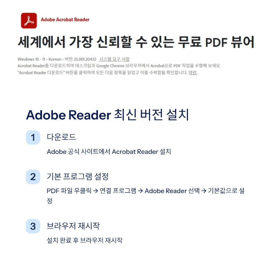 Adobe Acrobat Reader 최신 버전 설치