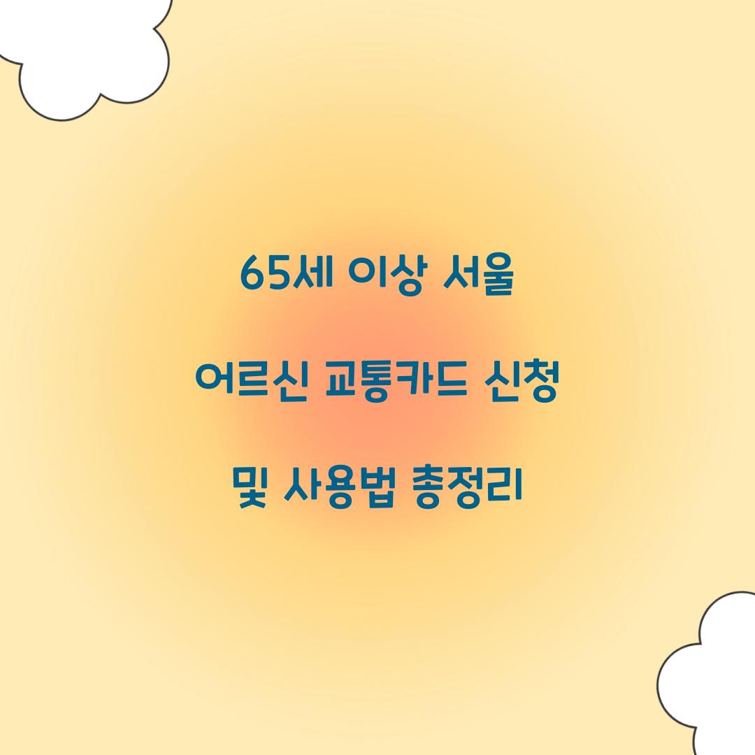 65세 이상 서울 어르신 교통카드