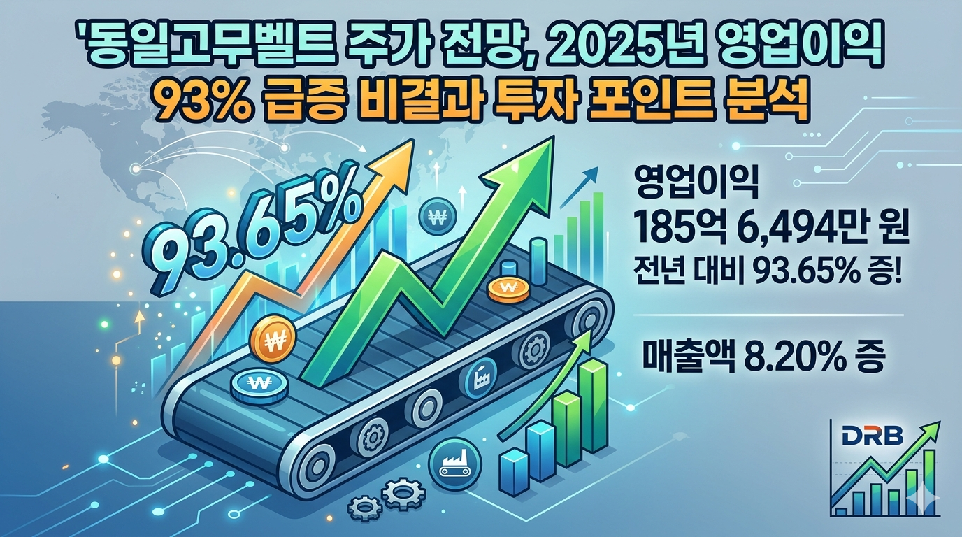 동일고무벨트 2025년 영업이익 93.65% 급증, 매출 8.2% 증가 실적 요약 및 주가 전망 분석 이미지