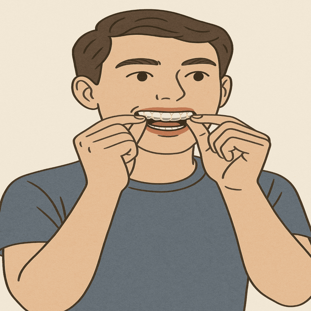 투명교정을-하는-남자의-모습