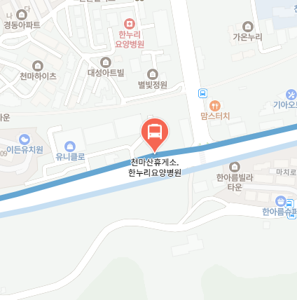 천마산휴게소.한누리요양병원에서 인천공항 리무진 공항버스(8843번) 지도 위치