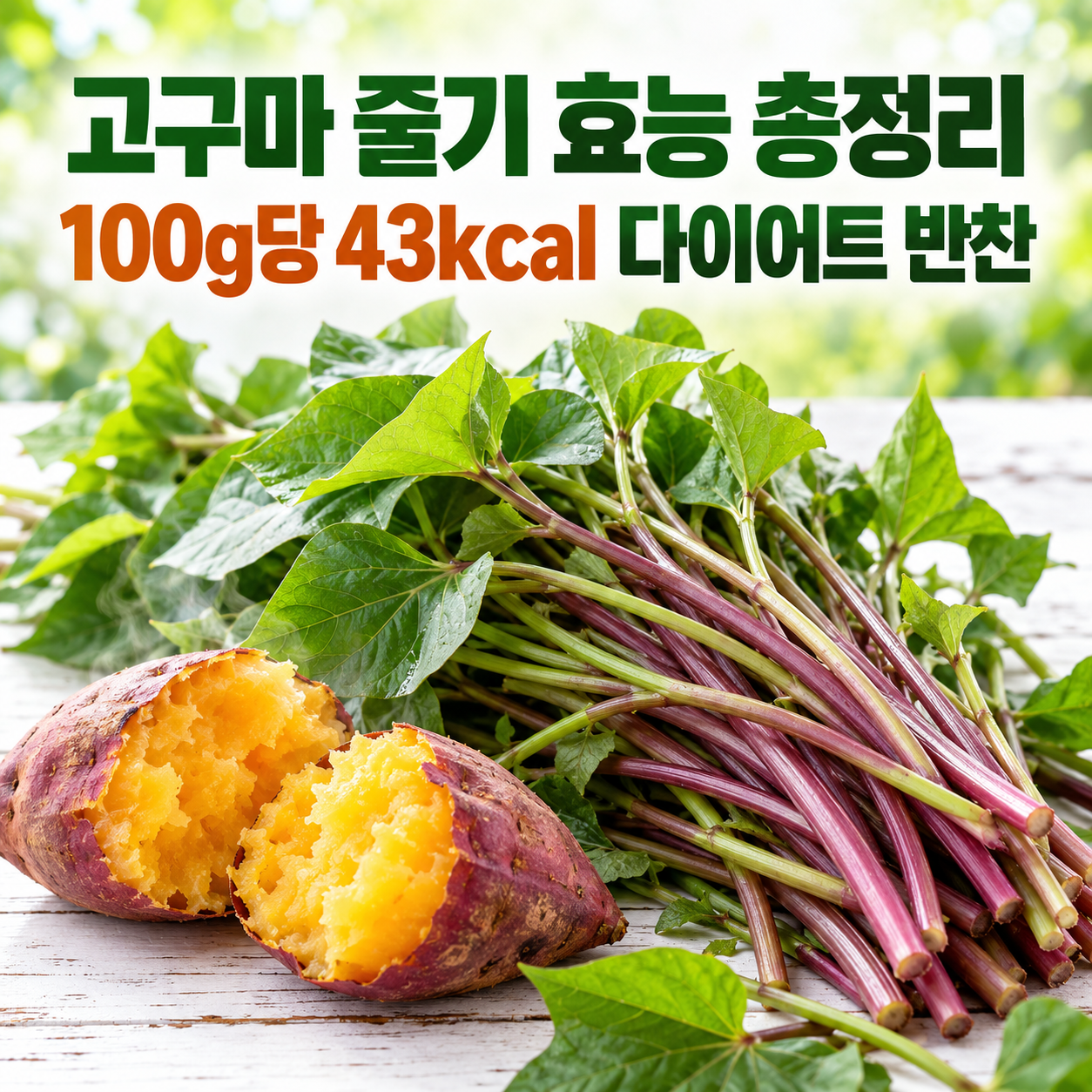 고구마 줄기 효능 총정리, 100g당 43kcal 다이어트 반찬