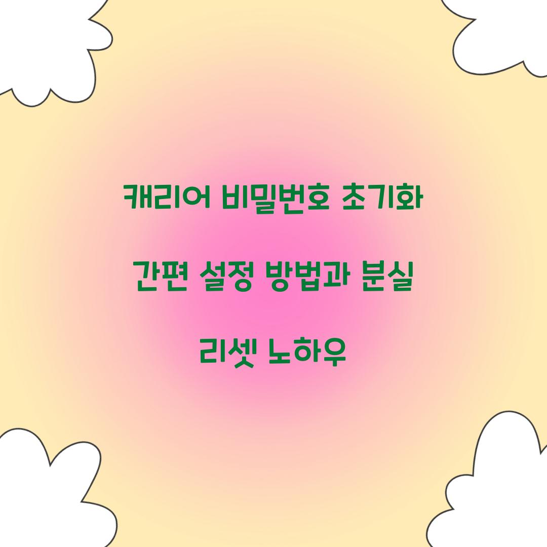 캐리어 비밀번호 초기화