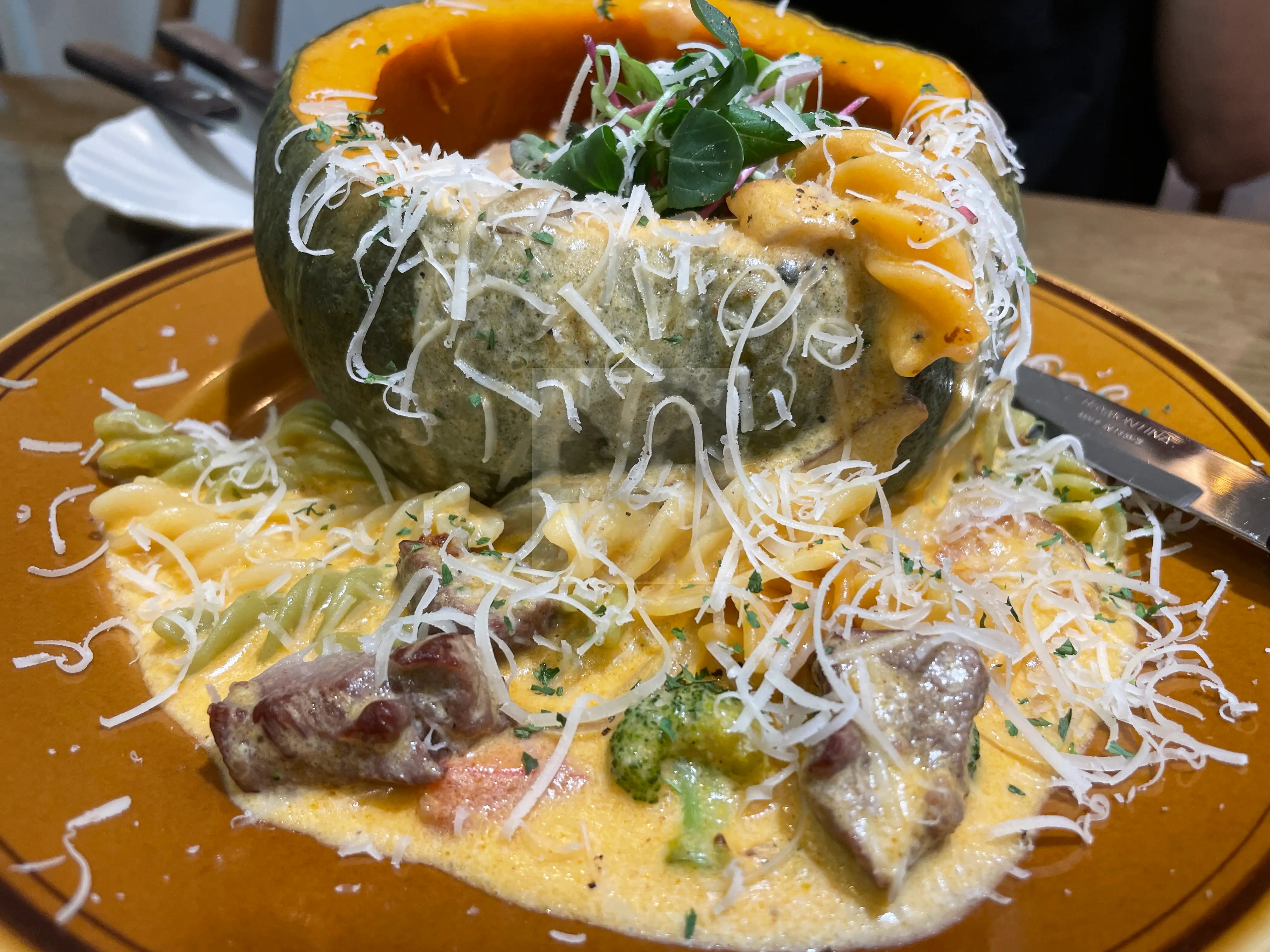 단호박 파스타 사진