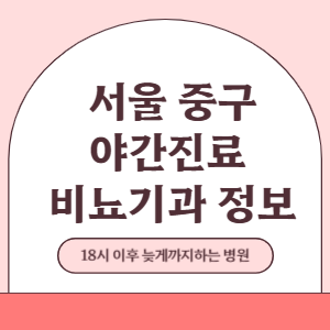 서울 중구 야간진료 비뇨기과 병원 (18시 이후 늦게까지하는 병원)
