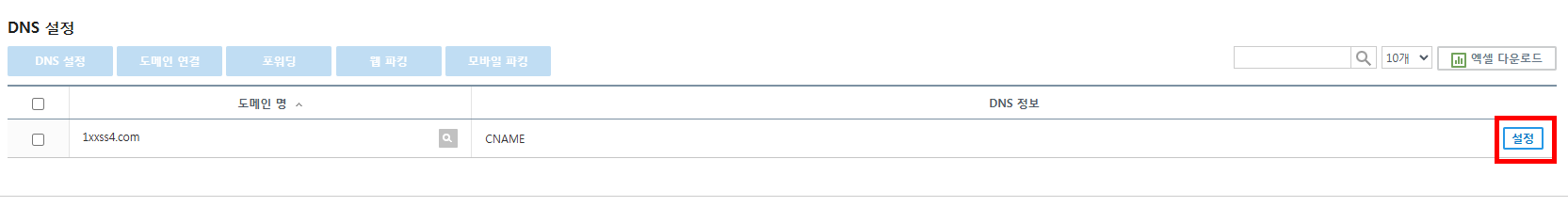 DNS 설정입니다.