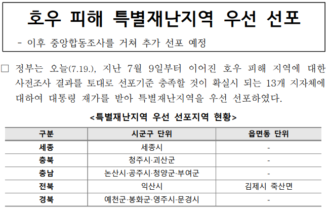 특별재난지역 선포