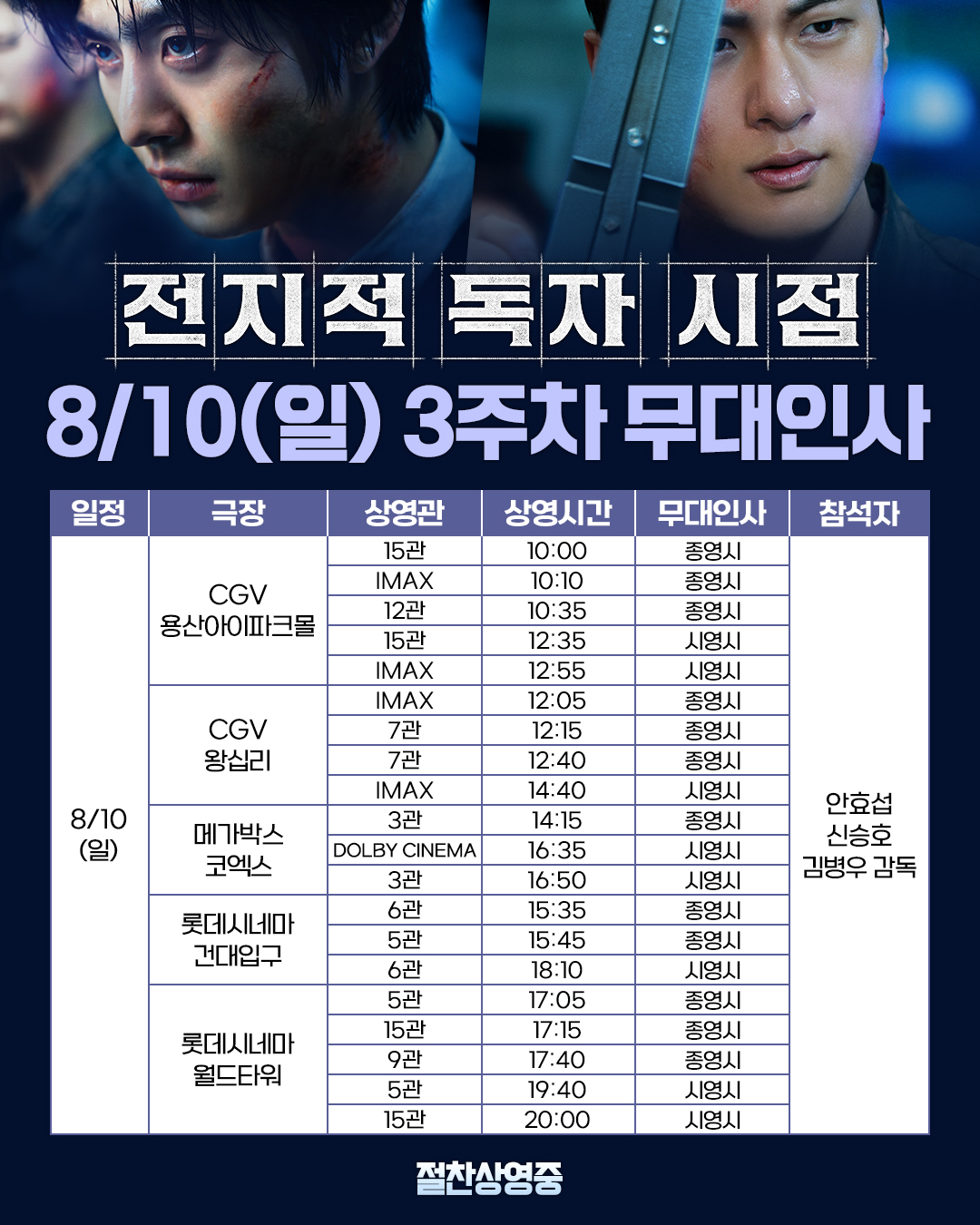 전지적 독자 시점 8/10일 3주차 무대인사 일정