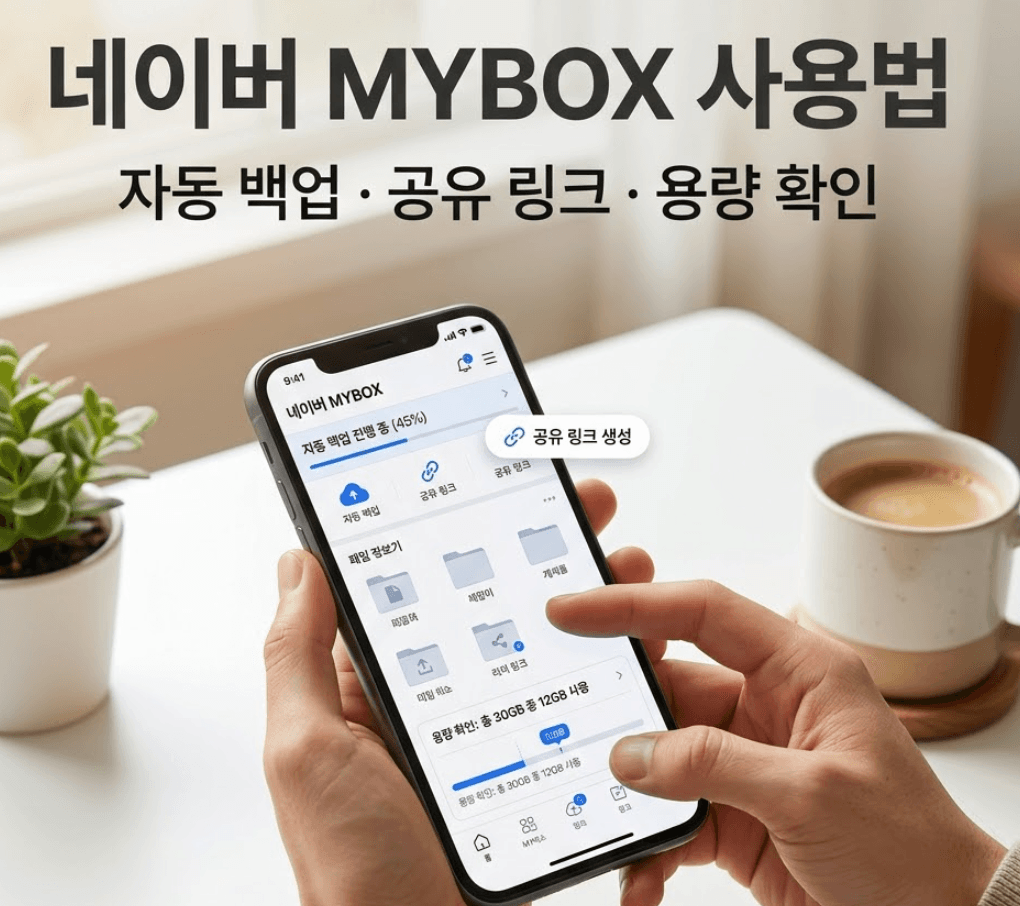 네이버 MYBOX 사용법 자동 백업 공유링크 용량확인하는 방법
