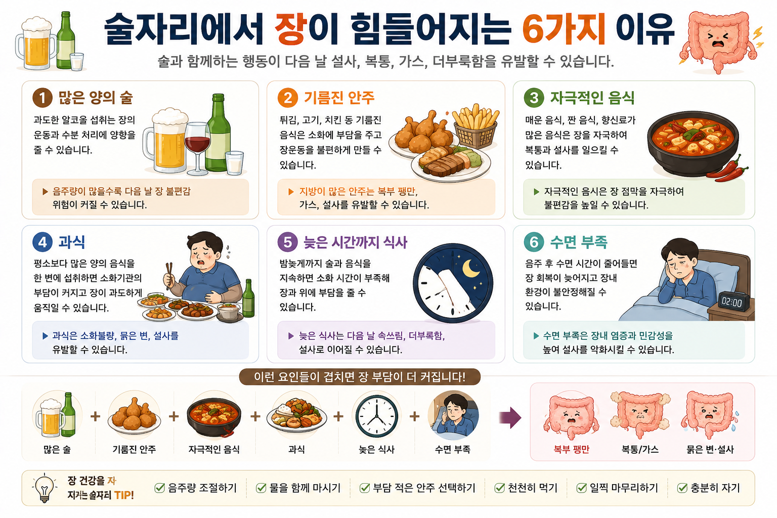 술자리에서 함께 살펴볼 음식과 생활 요인 그림