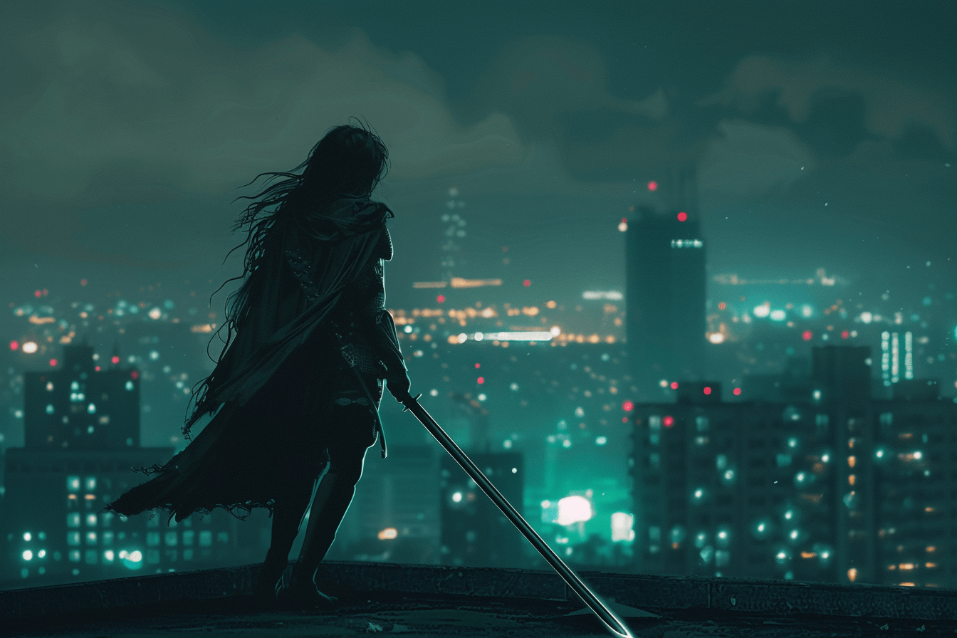 도심이-내려다-보이는-곳에-서-있는-검을-든-여전사