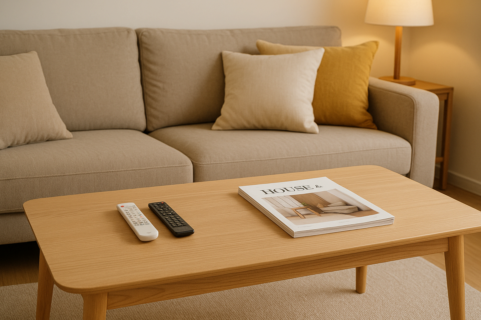 공용 물건만 정리된 깔끔한 거실 테이블