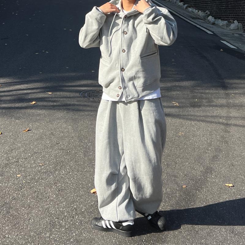 남자 기모벌룬팬츠 스웻팬츠 밴딩 배정남 트레이닝셋업 통큰조거바지 그레이