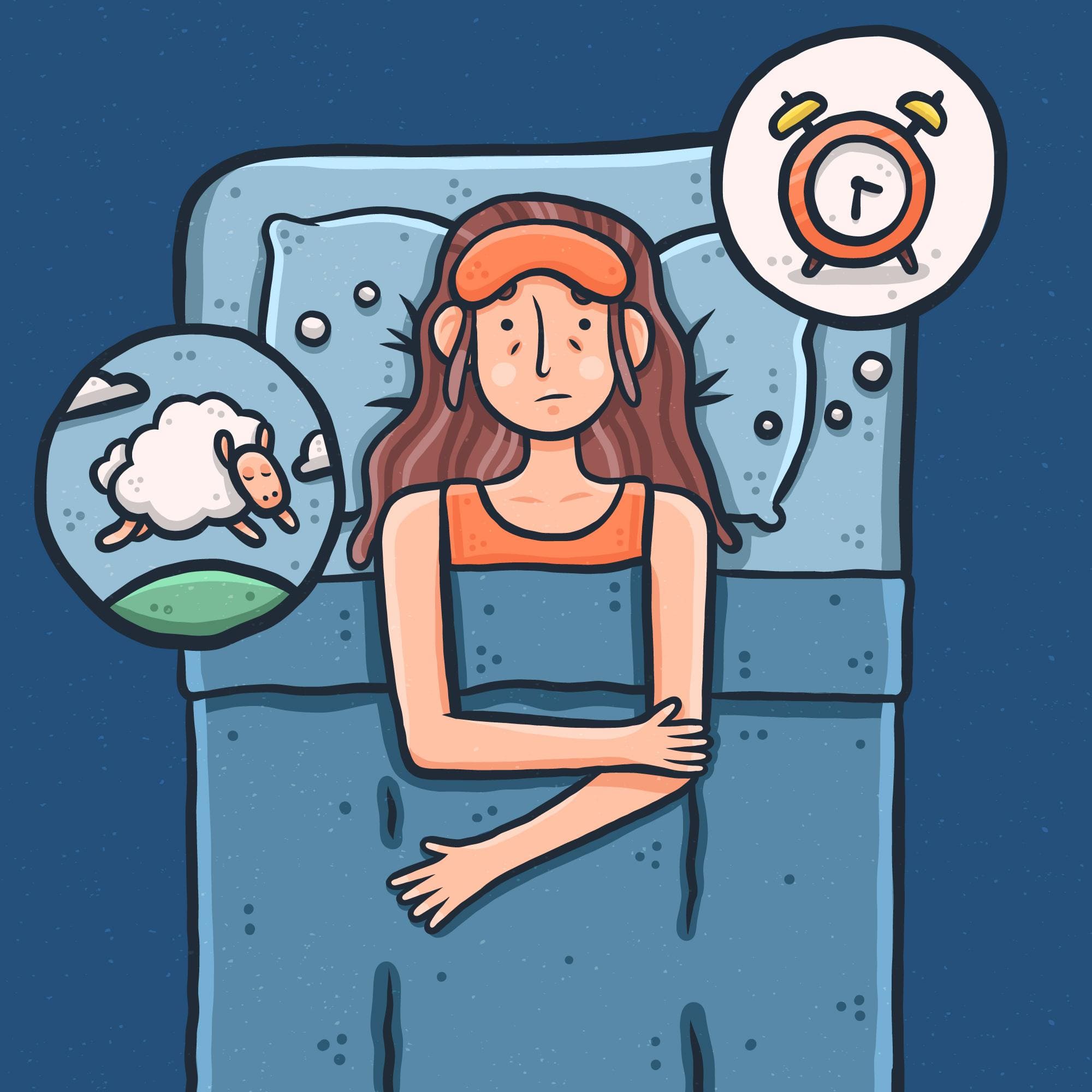 불면증을 표현한 일러스트
