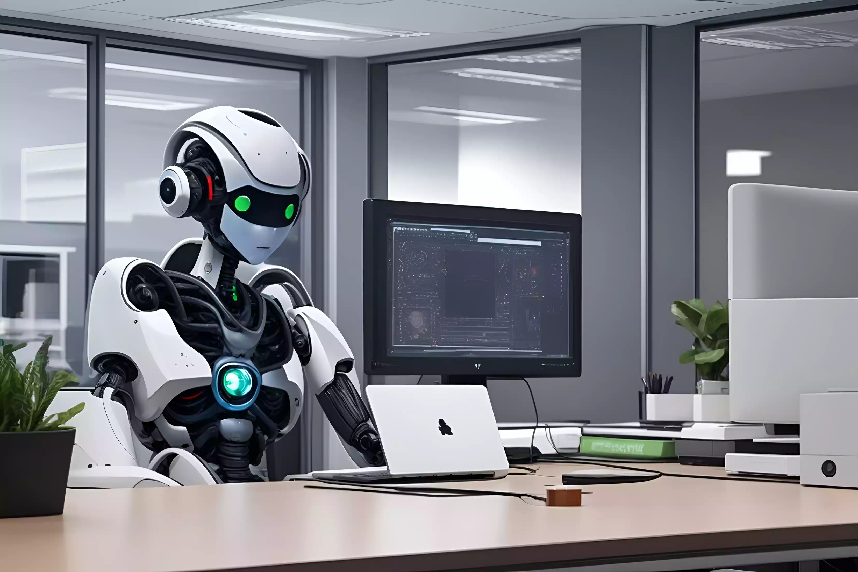 인공지능 로보트가 일하는 상상도