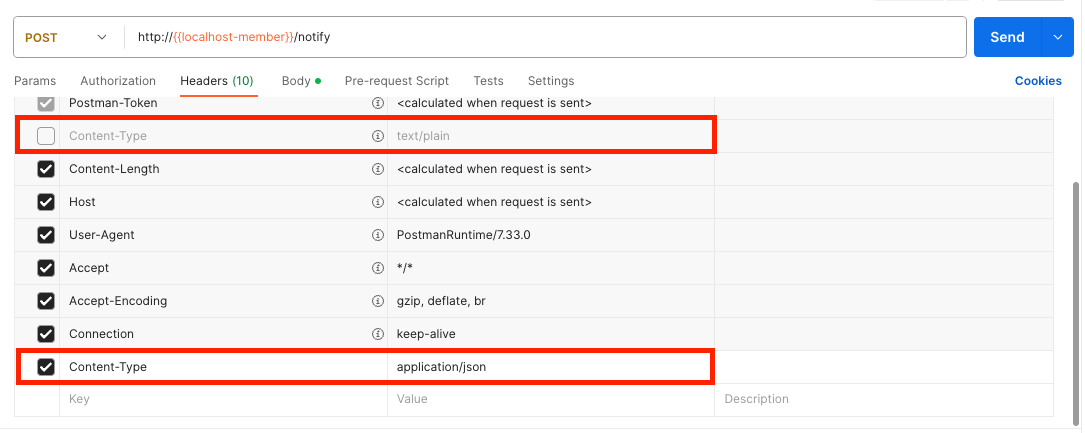 content-type json설정하기