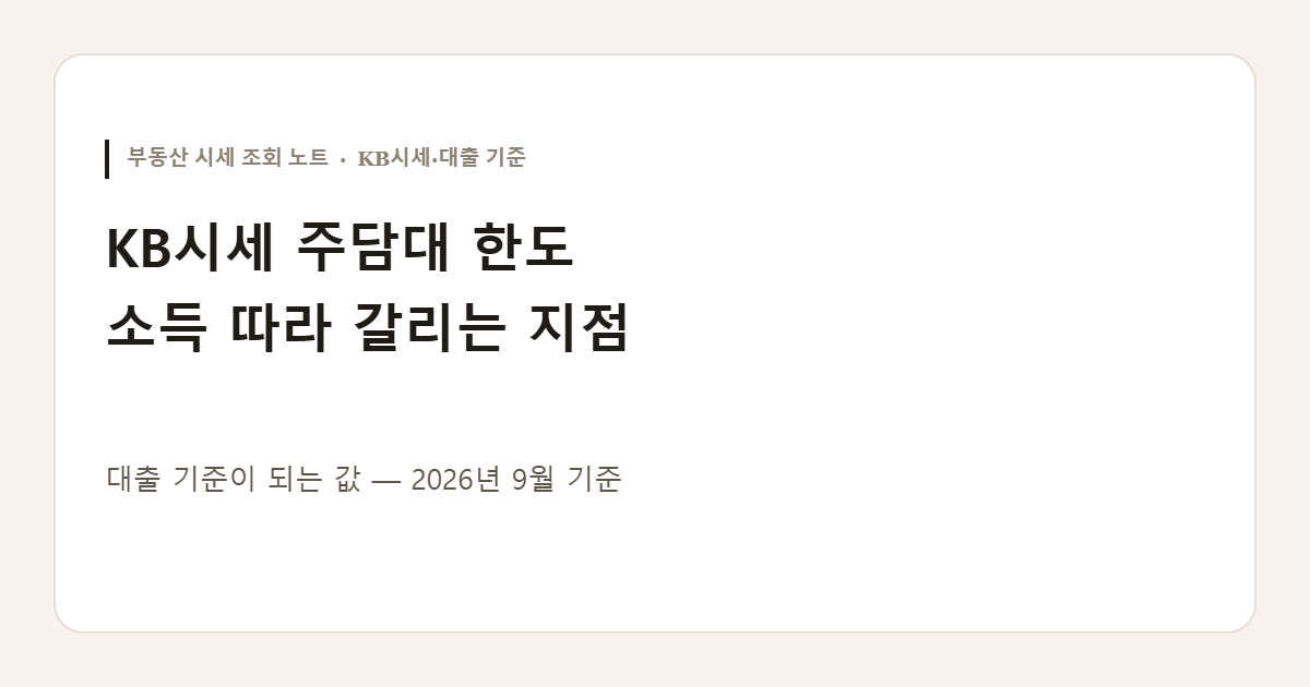 KB시세 주담대 한도 LTV DSR 화면을 정리한 안내 이미지
