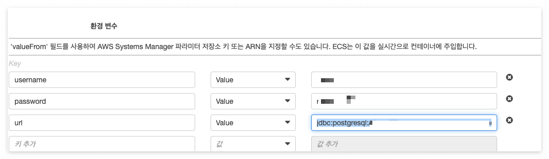ECS 컨테이너 환경변수 추가