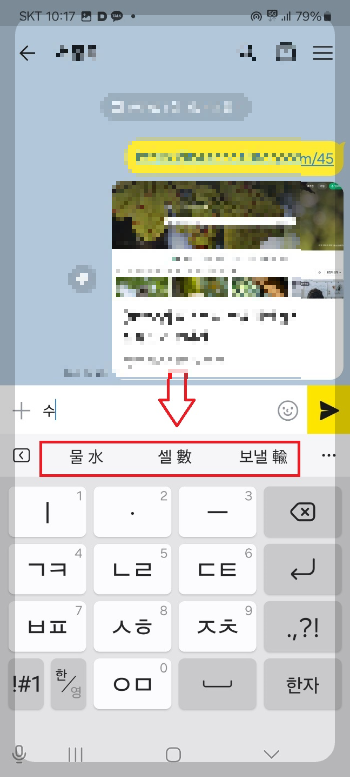 카카오톡 한자 입력