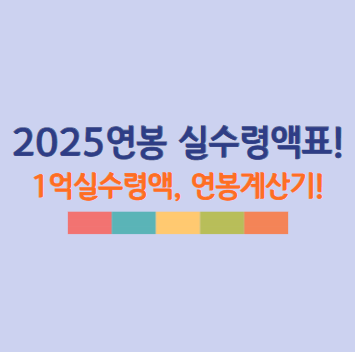 2025연봉 실수령액표 연봉1억실수령액 연봉계산기 실수령액계산기