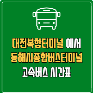 대전복합터미널에서 동해시종합버스터미널 고속버스 시간표 요금 예매