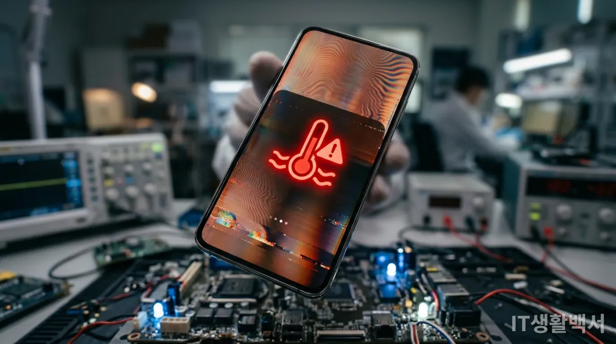 과열로 인해 경고 메시지가 뜨는 스마트폰 화면