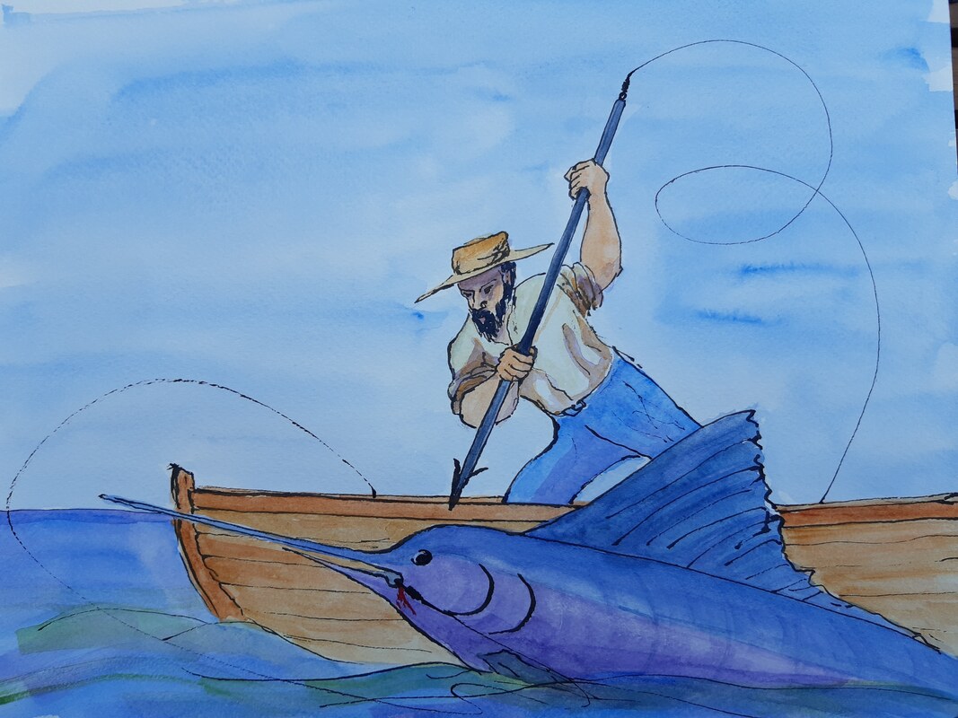 존 스완슨(John Swanson)의 『노인과 바다』 일러스트레이션