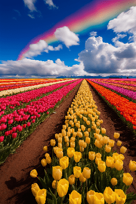 미드저니-pan-option-예시-vibrant-tulip-fields-down