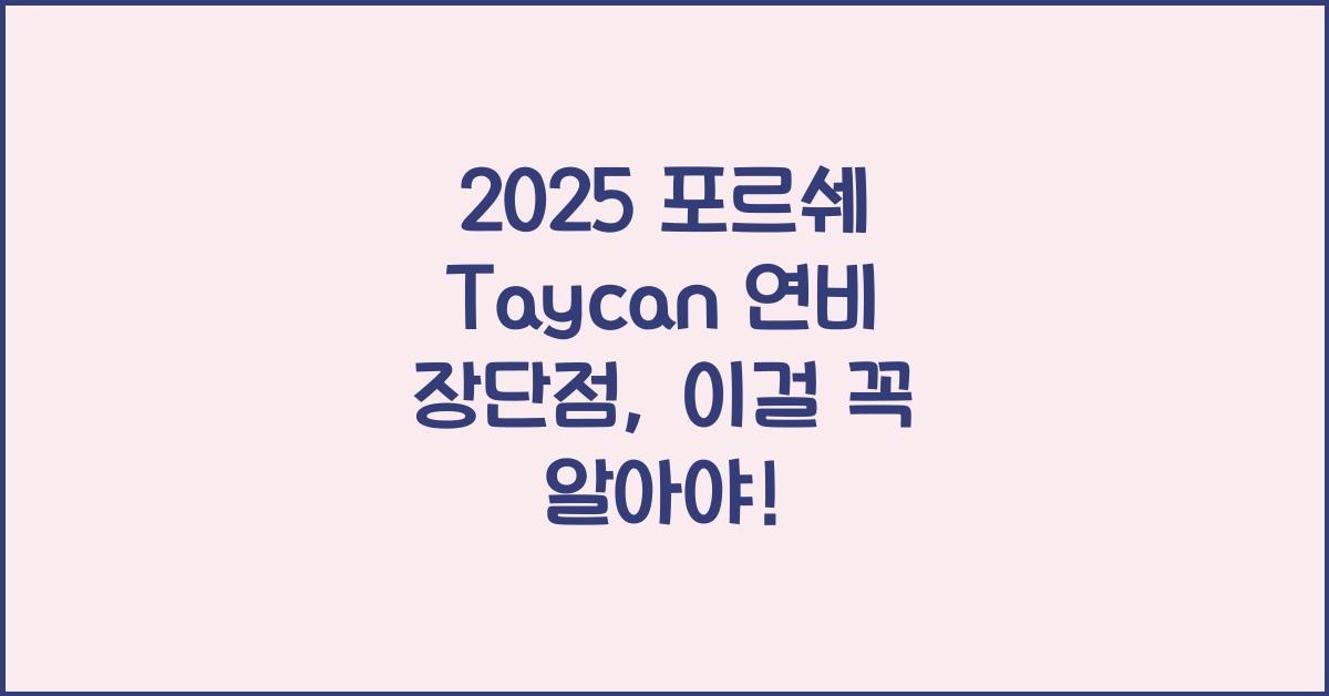2025 포르쉐 Taycan 연비 장단점