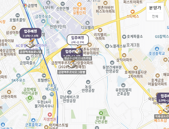 평촌 두산위브 위치 지도