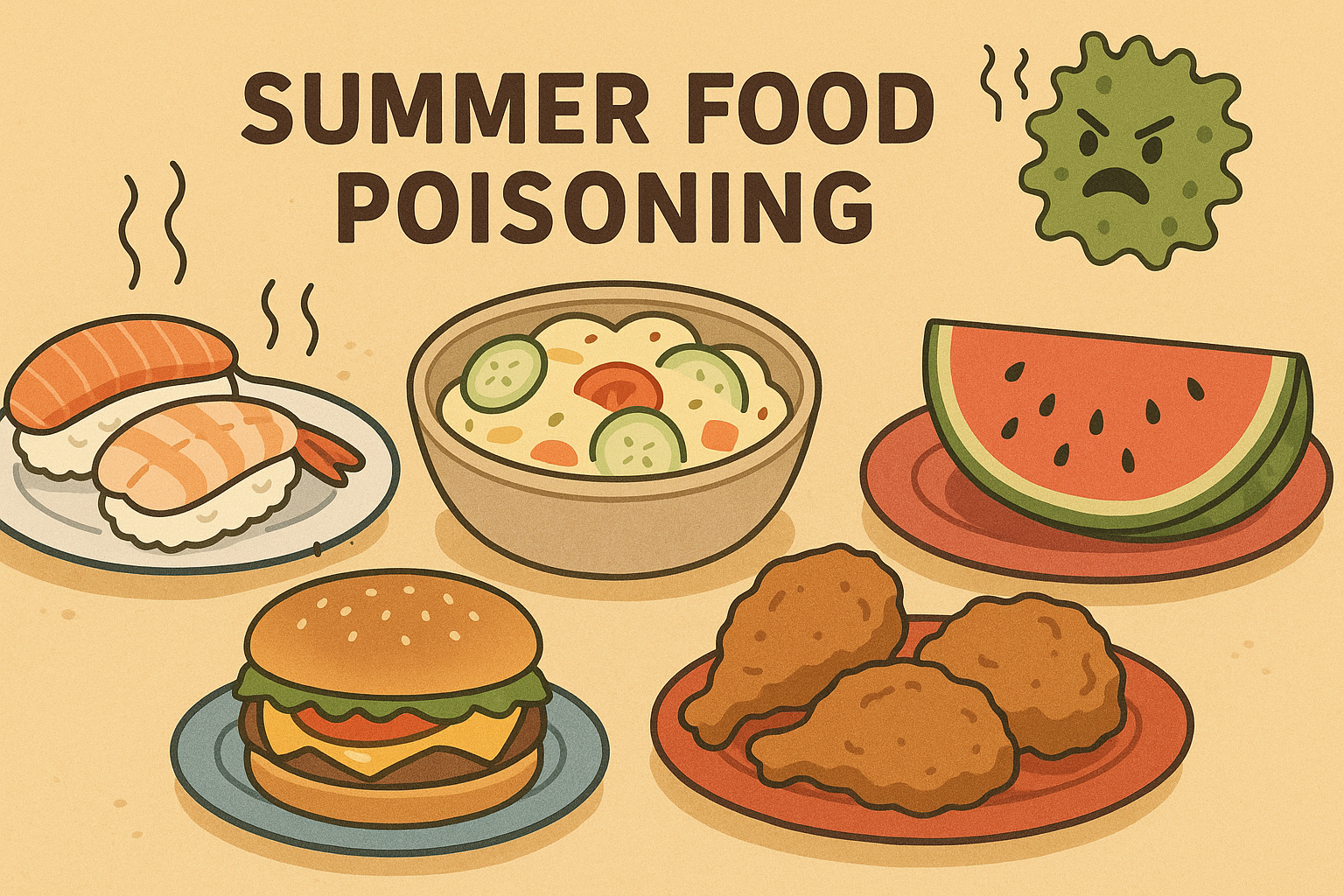 여름철 식중독 위험이 있는 음식의 모습