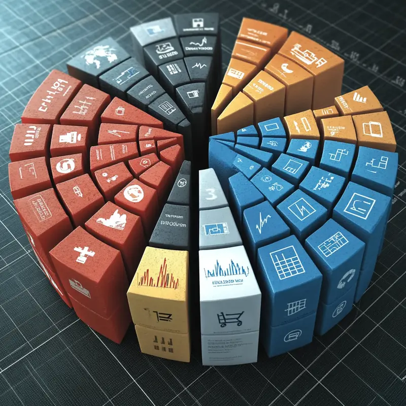 다양한 분야에 걸친 미국 ETF 포트폴리오를 설명하는 원형 차트입니다. 기술, 헬스케어, 청정에너지 분야의 투자 분석이 강조됩니다.