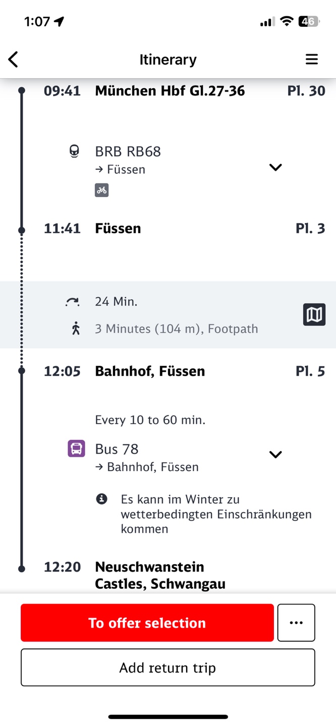뮌헨-퓌헨-시간표