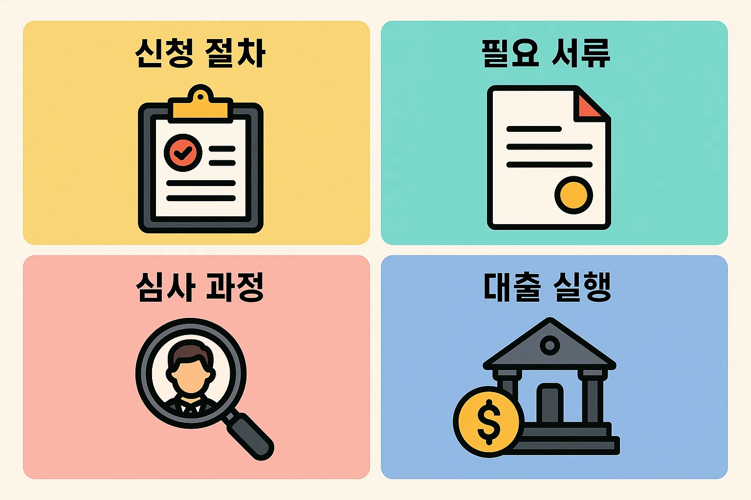 청년전세대출의 신청 절차, 필요 서류, 심사과정, 대출 실행 과정까지 단계별로 정리한 실전형 인포그래픽 자료
