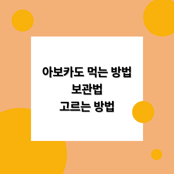 아보카도 먹는 방법 보관법 고르는 방법